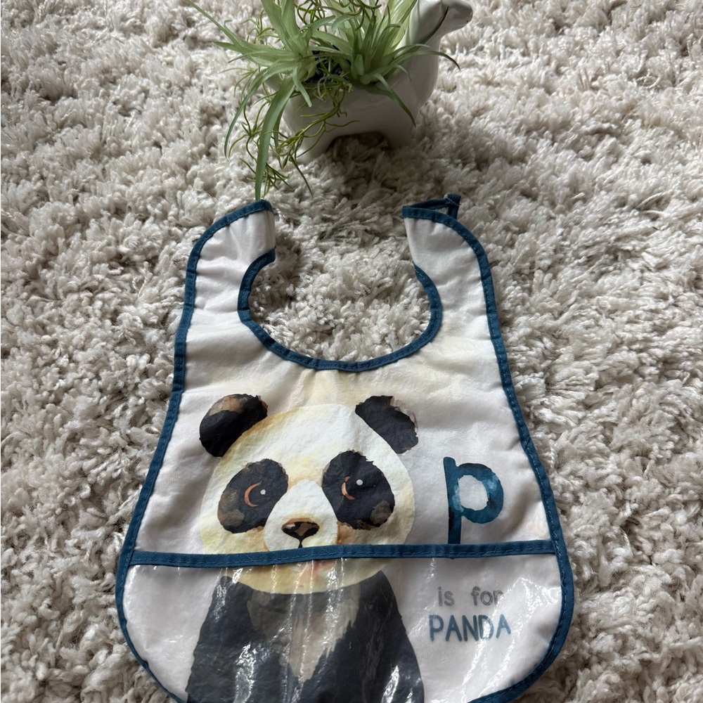 Blue Waterproof Bib with Adjustable Snap Closure